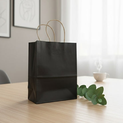 🔥 Pack de 10 Bolsas de Papel Kraft Color Negro – Resistentes, Ecológicas y Elegantes 🖤