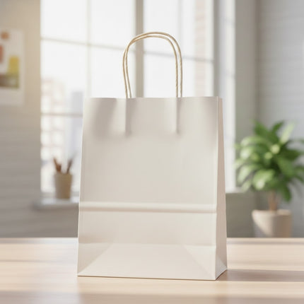 🔥 Pack de 10 Bolsas de Papel Kraft Color Blanco – Resistentes, Ecológicas y Elegantes 🤍