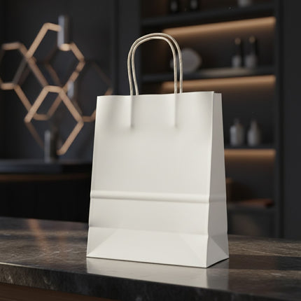 🔥 Pack de 10 Bolsas de Papel Kraft Color Blanco – Resistentes, Ecológicas y Elegantes 🤍