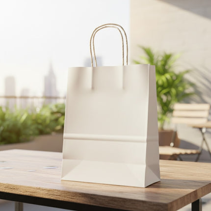 🔥 Pack de 10 Bolsas de Papel Kraft Color Blanco – Resistentes, Ecológicas y Elegantes 🤍