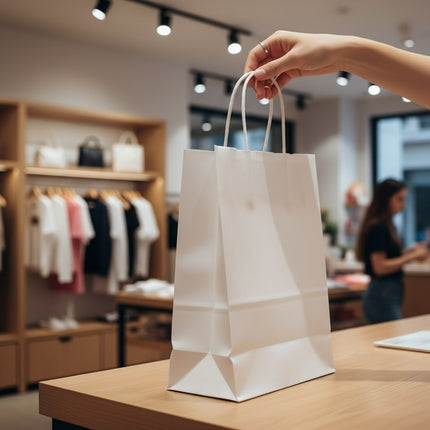 🔥 Pack de 10 Bolsas de Papel Kraft Color Blanco – Resistentes, Ecológicas y Elegantes 🤍