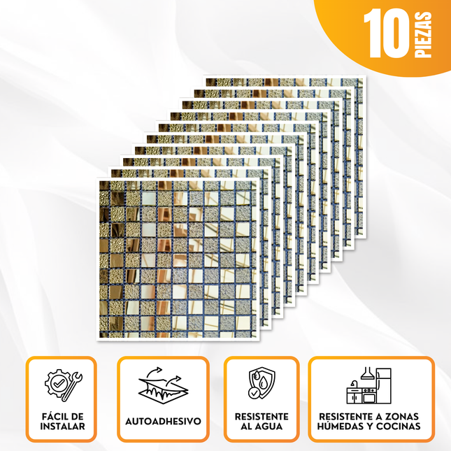 💠 Mosaico de Vidrio 25-01 — Diseño Sofisticado en Pack de 10 Unidades 🏡✨