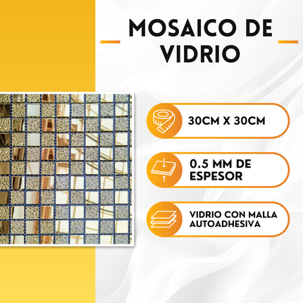 💠 Mosaico de Vidrio 25-01 — Diseño Sofisticado en Pack de 10 Unidades 🏡✨