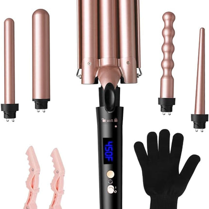 Rizadora Multifuncional 5 en 1 con Barriles de Cerámica Intercambiables