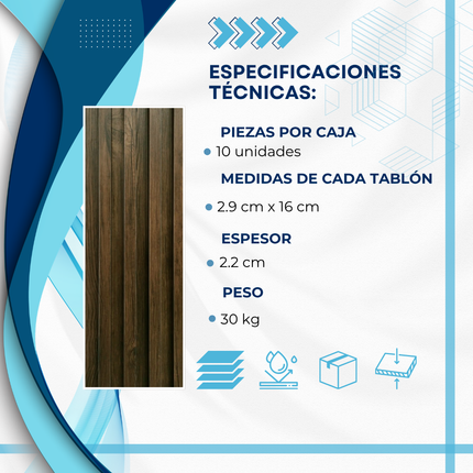 WallPanel de WPC CAJA (10PZ) 290x16cm - BM-1715