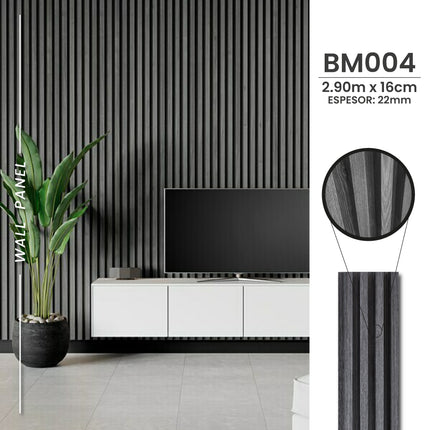 WallPanel de WPC CAJA (10PZ) BM-004 290x16cm - Cenizo Oscuro