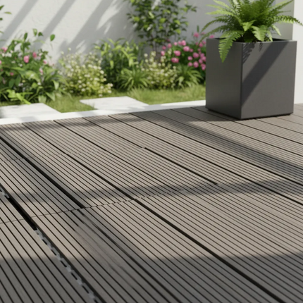 Piso Deck Exterior WPC 60x30 cm Pack 10 | Losetas Modulares Tipo Madera para Jardín y Terraza