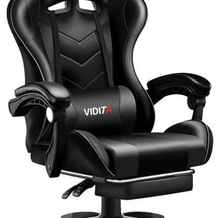 Silla Gamer Vidita Ergonómica Negra de Poliuretano con Soporte Lumbar