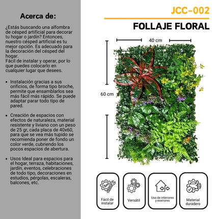 Follaje Artificial 4 Piezas Plantas Decorativas Sintéticas Verde JCC-002
