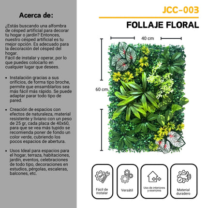 Follaje Artificial 4 Piezas Plantas Decorativas Sintéticas Verde JCC-003