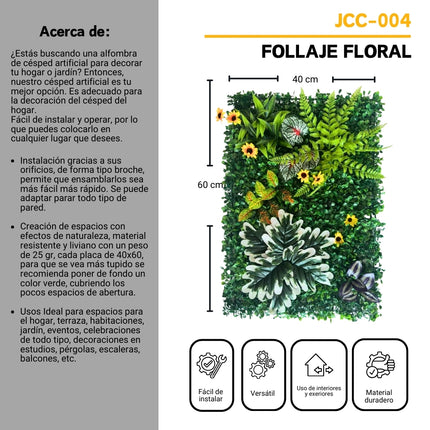 Follaje Artificial 4 Piezas Plantas Decorativas Sintéticas Verde JCC-004