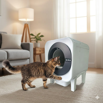 Arenero Inteligente Automático para Gatos Blanco | Limpieza Automática y Control de Olores