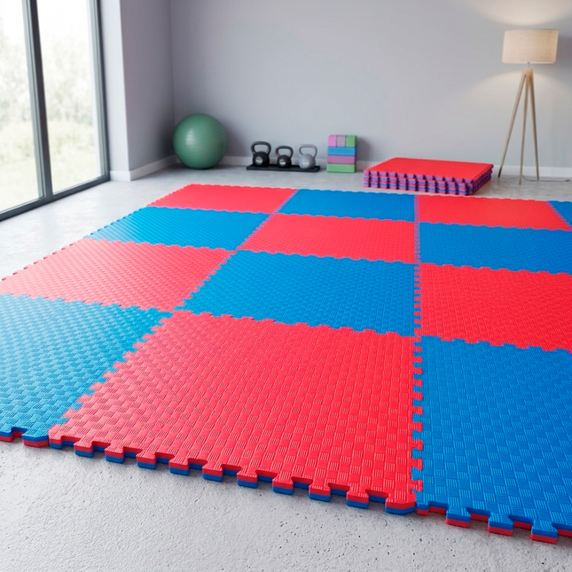 Piso Tatami goma Eva 2.5cm Reversible Rojo/Azul