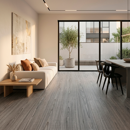 Piso PVC Autoadhesivo Tipo Madera 16 Pzas Cobertura 6.68 m² GRIS