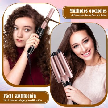 Rizadora Multifuncional 5 en 1 con Barriles de Cerámica Intercambiables