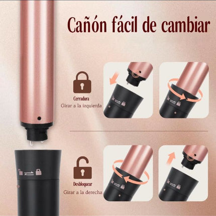 Rizadora Multifuncional 5 en 1 con Barriles de Cerámica Intercambiables