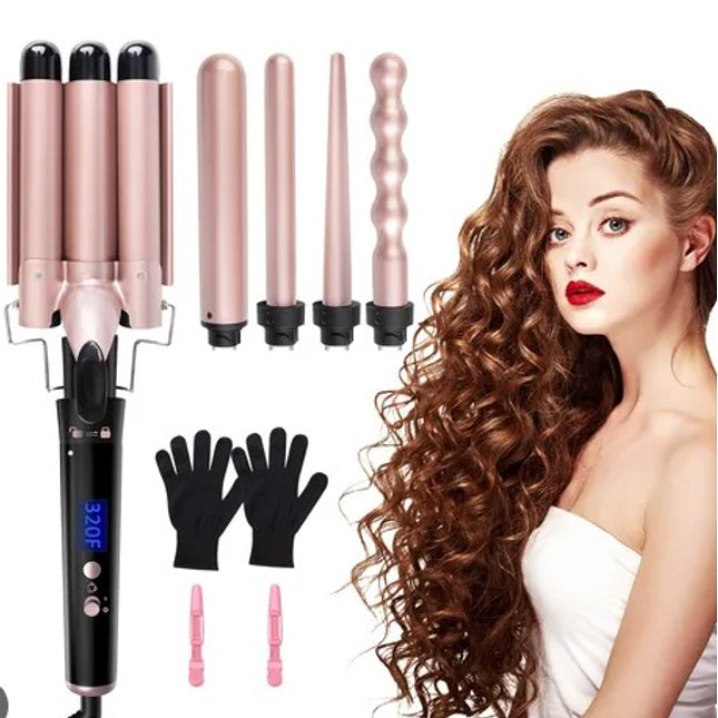 Rizadora Multifuncional 5 en 1 con Barriles de Cerámica Intercambiables