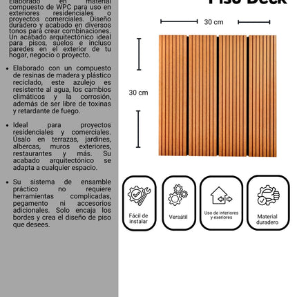 Piso Deck 30x30 cm – Paquete con 10 piezas HW-005