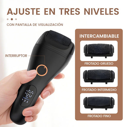 Quita Callos Eléctrico para Pies con 3 Rodillos y 3 Velocidades