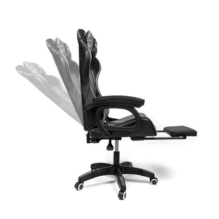 Silla Gamer Ergonómica RAVEN XION 135° con Masajeador Lumbar & Posapies Gris