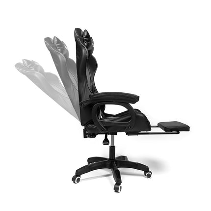 Silla Gamer Ergonómica RAVEN XION 135° con Masajeador Lumbar & Posapies Negro