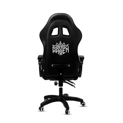 Silla Gamer con LUCES Ergonómica RAVEN RGB XION 135° con Masajeador Lumbar & Posapies Negro